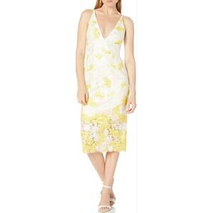 Dress the Population Jane Lace Dress Summer Cocktail Yellow Ivory Blush Medium